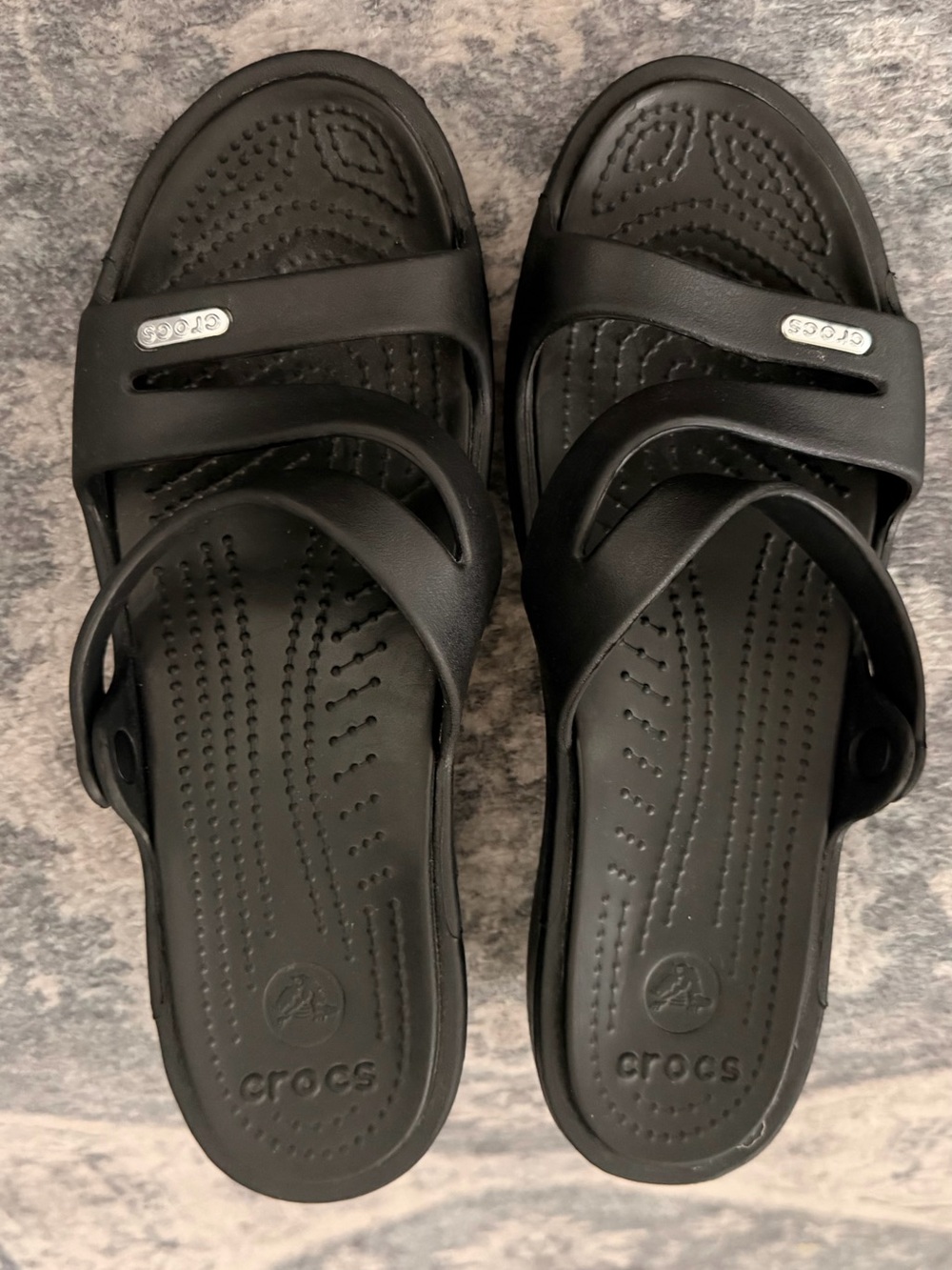 CROCS Women’s Black Dual-Strap Slide Sandals